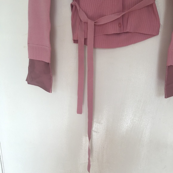 Dusty pink top | collar button | tie waist | work - Picture 3 of 6